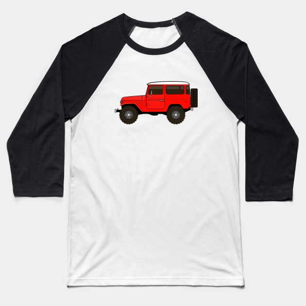 fj40 Land Cruiser red Baseball T-Shirt by -oddlyeven-